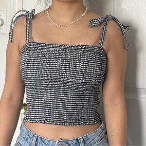 Forever 21 Black and White Checkered Crop Top